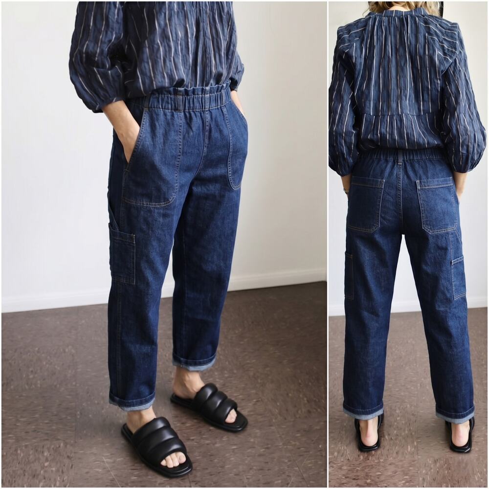 Pietsie Women's Baja Pants indigo blue cotton size Large